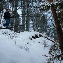 Mot slutet av offpist&aring;ket kan man v&auml;lja att k&ouml;r. Foto: Fabian Rimfors. &Aring;kare: Erik Blomqvist.