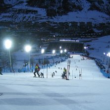 OS, Slalom banan inf&ouml;r andra &aring;ket herrar.  Mitt . Foto: Daniel Gustafsson.