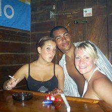 Jag, Chrille &amp;amp; Lulle i r&ouml;kh&ouml;rnan. Foto: Emily Granell.