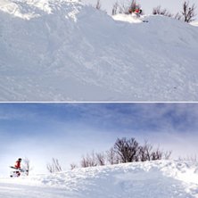 johan slet sig upp i den djupa sn&ouml;n. han offrade . Foto: filip erlind. &Aring;kare: johan karlsson.