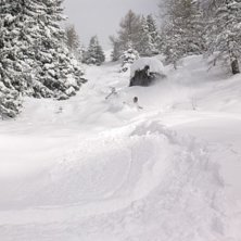 Erik studsar nedf&ouml;r en fin skogsslutning i galet . Foto: Petter. &Aring;kare: Erik.