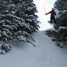 Fin drop ner i nysn&ouml;n. Foto: Olle Berg. &Aring;kare: Josh Darling.