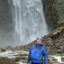 Njupesk&auml;r, Sveriges h&ouml;gsta vattenfall, bra iskl�. Foto: Christian K&auml;rrman. &Aring;kare: William Isaksson.
