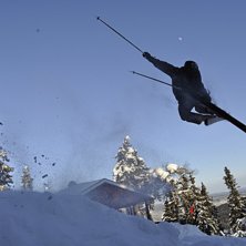 Taget i en backe i Stugomr&aring;det p&aring; Fager&aring;sen.. Foto: Erik Alsteryd. &Aring;kare: Hjalmar Hurtig.