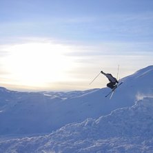 Jag och Linus var och &aring;kte lite puder i Gr&auml;nsen . Foto: Simon Pont&eacute;r. &Aring;kare: Linus Nystr&ouml;m.