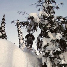 I skogen p&aring; Helirunnet ner mot Turtle. Foto: Magnus Johansson. &Aring;kare: Henrik Liljeqvist.