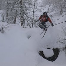 Lite meterdjupt puder i skogen. Livet var bra!. Foto: Michael Malmros. &Aring;kare: Martin Bengtsson.