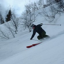 Det &auml;r viktigt att visa vilket skidm&auml;rke man &aring;k. Foto: Emma Johansson, tror jag.. &Aring;kare: Rickard Ljunggren.