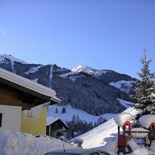 Utsikten fr&aring;n min balkong, i Saalbach, d&auml;r jag b. Foto: Charli.