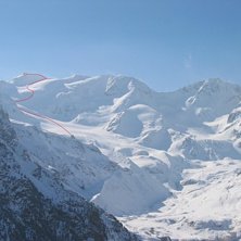 Topptur mot Suldenspitze 3376m markerad, 776 h&ouml;jd. Foto: Martin Hanson.