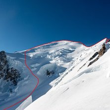 Kammen fr&aring;n Vallot mot toppen av Mont Blanc. Se t. Foto: Erik Fr&ouml;jdh.