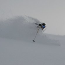 Fin puder&aring;kning i en liten ravin...... Foto: Erik Edler. &Aring;kare: Daniel Andreou.