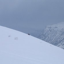 Nicklas satte fast turskidorna p&aring; pulkan och plac. Foto: David Bengtsson. &Aring;kare: Nicklas Blom.