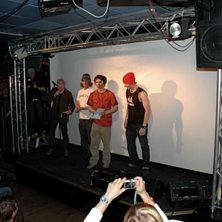 Foto: Ola Melin. &Aring;kare: Topp tre i snowboardklassen. Chris Southwell, Bj&ouml;rn Lindgren och David Magnusson..