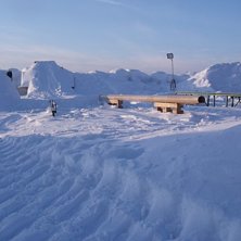 Min Backyard snowoard rail setup.. Foto: Christian  &Ouml;stman.