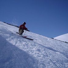 Jerry i &ouml;stra r&auml;nnan, p&aring; v&auml;g ner mot liftarna . Foto: Robert Hortlund. &Aring;kare: Jerry Bengtsson.