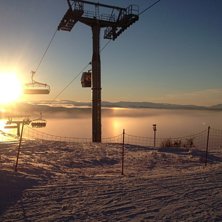 Bild tagen p&aring; toppen av &aring;reskutan under liften, . Foto: Philip Krook.