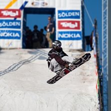 Vinnaren i den f&ouml;rsta NOKIA Snowboard FIS World C. Foto: Lars Lindwall. &Aring;kare: Peetu Piiroinen.