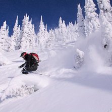 Lite sn&ouml;sprut och h&auml;ftiga granar me en massa sn�. Foto: Martin M&auml;nner. &Aring;kare: Johan Olofsson.