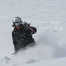Sjysst &aring;k ner f&ouml;r framsidan p&aring; Stubnerkogel en . Foto: Gustaf Hederstr&ouml;m. &Aring;kare: Peter Dompert.