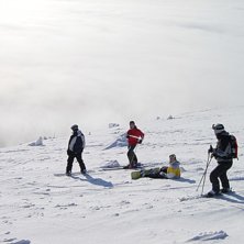 Stenh&aring;rd sn&ouml;, men fin utsikt!. Foto: Fajer Wennerberg. &Aring;kare: Filip Eriksson, Niklas Klinspor, Linus Ekt&eacute;n, Viktor Lager..