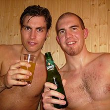 En trevlig kv&auml;ll efter en dag i Trysil. Foto: Sara Gustavsson. &Aring;kare: &Aring;kare?! Bastubadare, jag till h&ouml;ger och kompis till V&auml;nster.