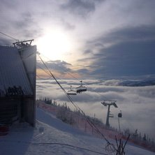 En tidig morgon vid storslalomstart. Foto: Linus Hedlund.