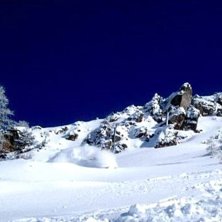 Henke f&ouml;rsvinner helt i sn&ouml;molnet, det har sn&ouml;a. Foto: Petteri Koste. &Aring;kare: Henrik Mideroos.