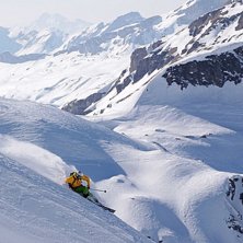 Med full gas ner fr&aring;n Titlis.. Foto: Martin P&aring;lsson. &Aring;kare: Johan Persson.