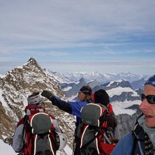 Toppbild p&aring; Monte Rosa, 4556 m
Alpinkurs med UCP. Foto: Fredrik Bergstedt.