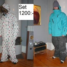 Till v&auml;nster, Jacka och byxa fr&aring;n Rip Curl storl. Foto: Eric Tidlund.