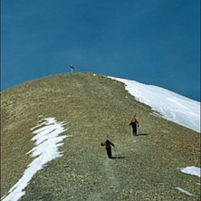 Anna Sj&ouml;gren och Ola Wihlborg p&aring; v&auml;g upp mot cu. Foto: David Elmfeldt. &Aring;kare: Anna Sj&ouml;gren och Ola Wihlborg.