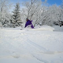 Ramberg drar en sk&ouml;n sv&auml;ng ner mot susab&auml;cken. Foto: Fredrik Nordqvist. &Aring;kare: Johan Ramberg.