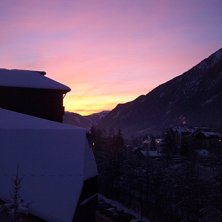 Utsikt fr&aring;n l&auml;genheten mot Les Houches. Foto: Magnus Gustavsson.