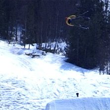 Jag g&ouml;r mitt enda hopp under hela Freeride i &Aring;re. Foto: David H&aring;kansson. &Aring;kare: Christoffer Aldell.