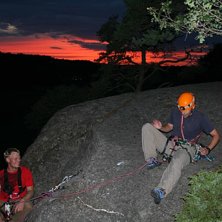 Sk&ouml;nt ljus att avsluta kl&auml;tterdagen, detta var e. Foto: Peo Stenholm. &Aring;kare: Jonas Tuvfesson &amp;amp; Johan Bogg.