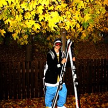 Bild p&aring; pelle efter att ha &aring;kt p&aring; glysisvallen. Foto: Per Sj&ouml;gren. &Aring;kare: Pelle Axelsson.