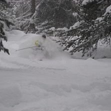 En himla massa sn&ouml; i skogen. Foto: Jan Sondermann. &Aring;kare: Magnus Gustavsson.