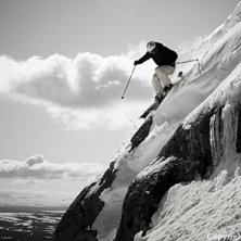 En grym aprildag i &Aring;re,  som ox&aring; var en testdag . Foto: Erik Hammarsten. &Aring;kare: Patrik Attskog.