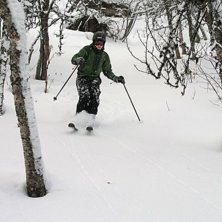 H&auml;rlig Puder&aring;kning i Ramundberget.. Foto: Per Wennerberg. &Aring;kare: Fajer Wennerberg.