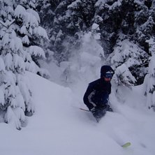 Puder i skogsgl&auml;ntan ;)
Sportlovet vintern 04/05. Foto: Olle H&ouml;gman. &Aring;kare: Petter Elfsberg.