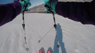 Offpist Tänndalen påsk 2015 skiers right om svansjöliften.