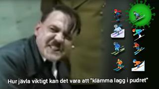 Klassiskt parodigrepp, i ny svensk corona-version om skidåkande stockholmare