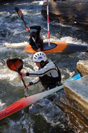 Mårten Hellberg Bo-Markus Lidström fightas i slalombanan.