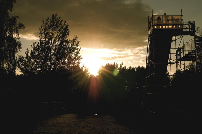 En session i solnedgången.