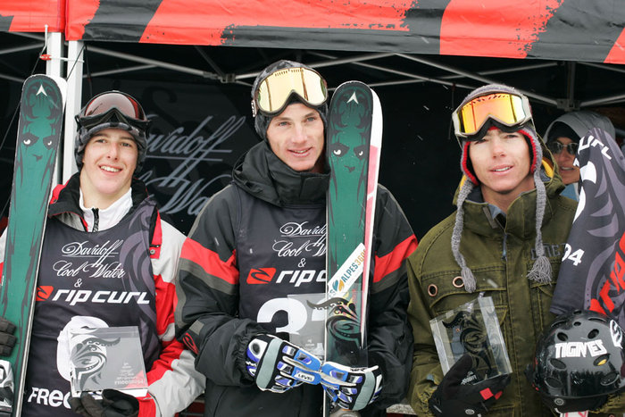 Halfpipe: 1. Mathias Wecxsteen, 2. Arnaud Rougier, 3. Loic Collomb Patton