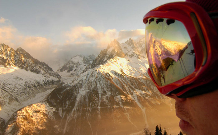 Öga för offpist, till vänster ses botten av Mer de Glace. 