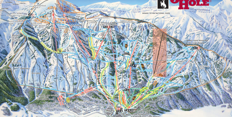 Karta över Jackson Hole med den nya liften inritad till höger i bild.
