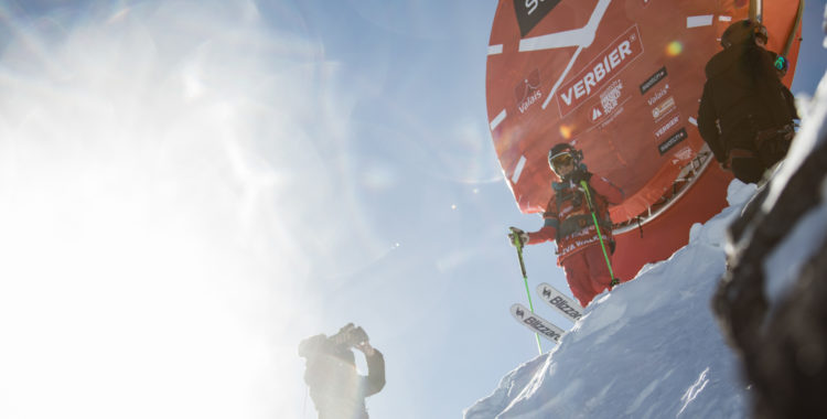 Österrikiska Eva Walkner redo för start på FWT i vintras. 