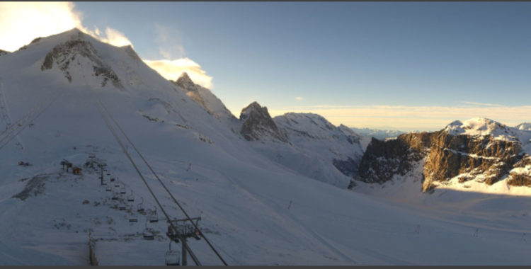 Webcam från Grande Motte på 3100 meters höjd i Tignes.